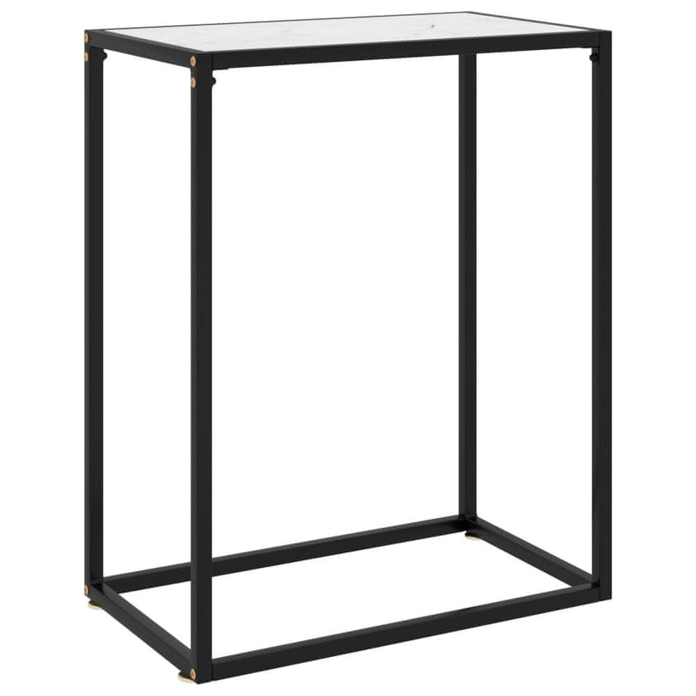 Vidaxl Konzolový stolík biely 60x35x75 cm tvrdené sklo